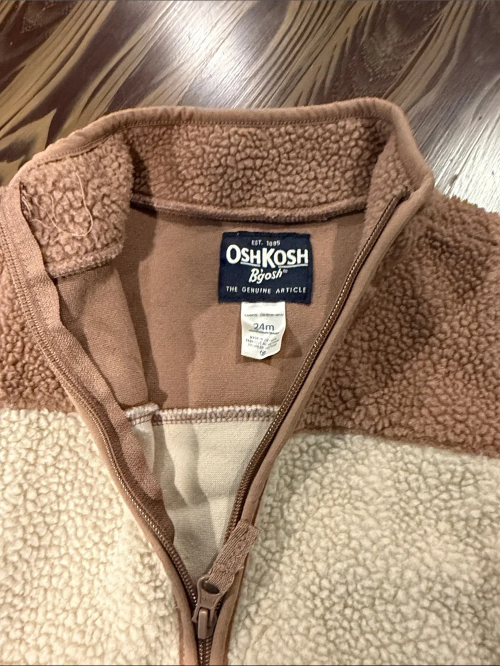 OshKosh B'gosh Two-Tone Sherpa Zip Jacket - Brown & Cream